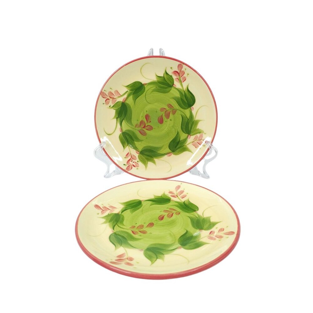 Gail Pittman Laurel Leaf Salad Plates Set of 2 Vintage 1998 Signed Pottery Rare